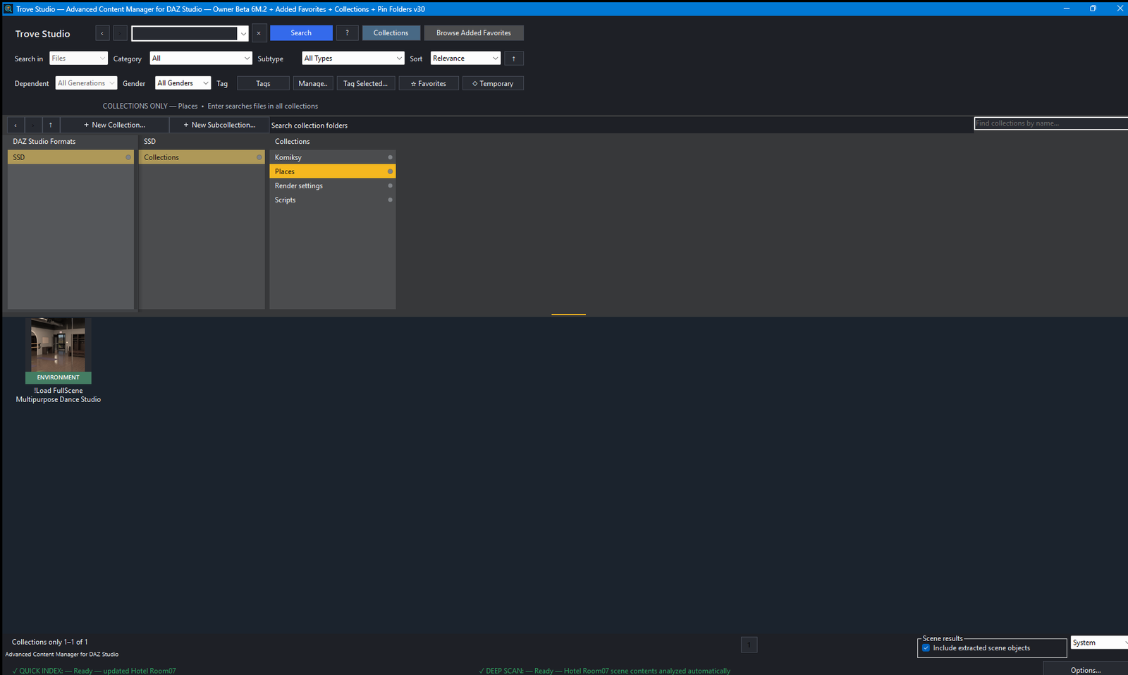 Trove Studio-Oberfläche — Drei Arbeitsbereiche. Ein Rhythmus.