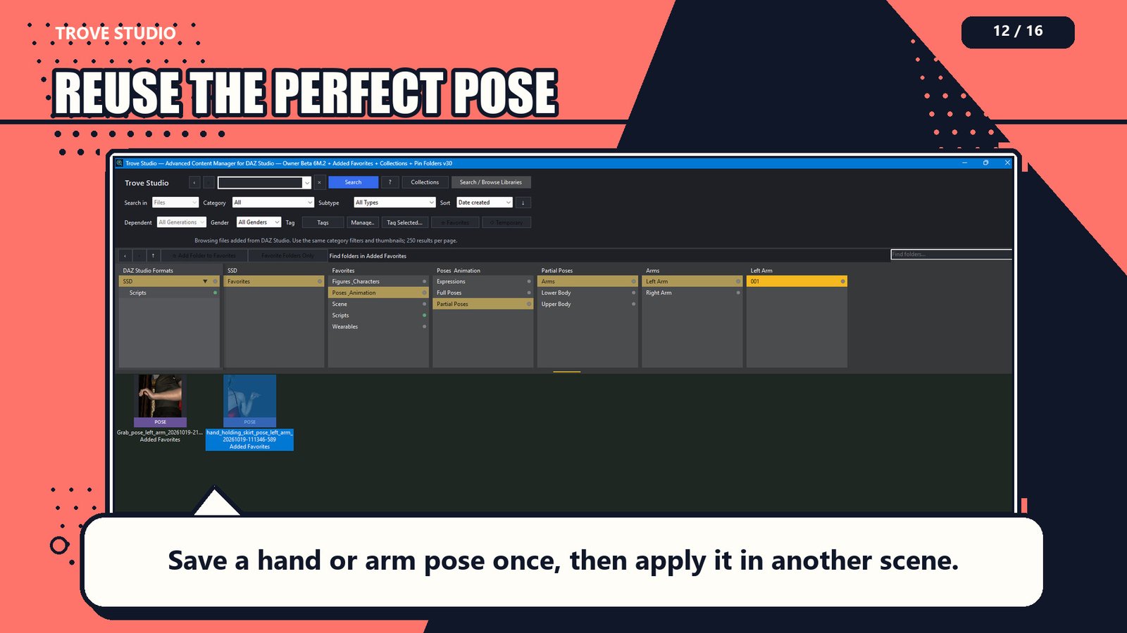 Trove Studio presentation explaining reusable partial poses