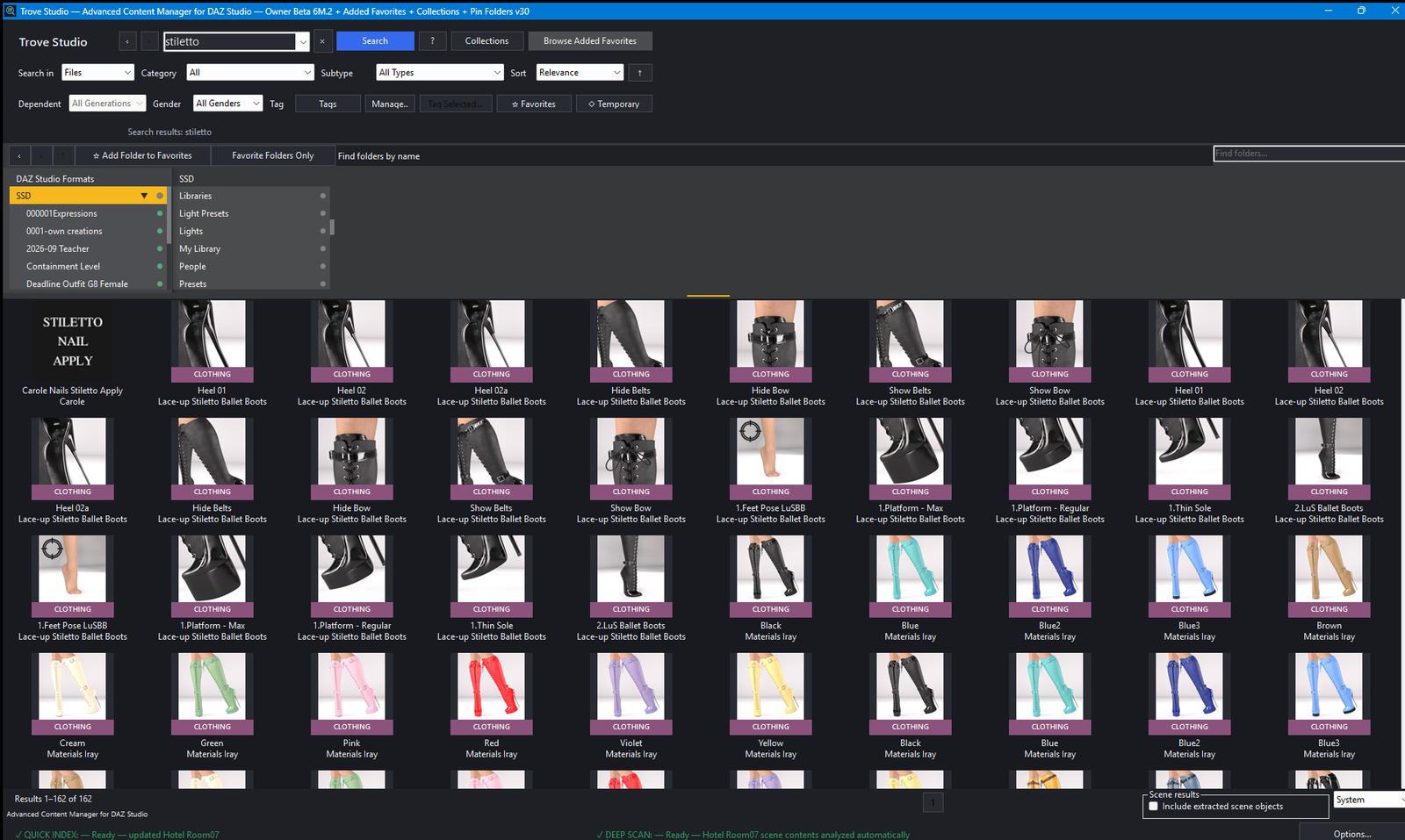 Trove Studio displaying search results for stiletto assets